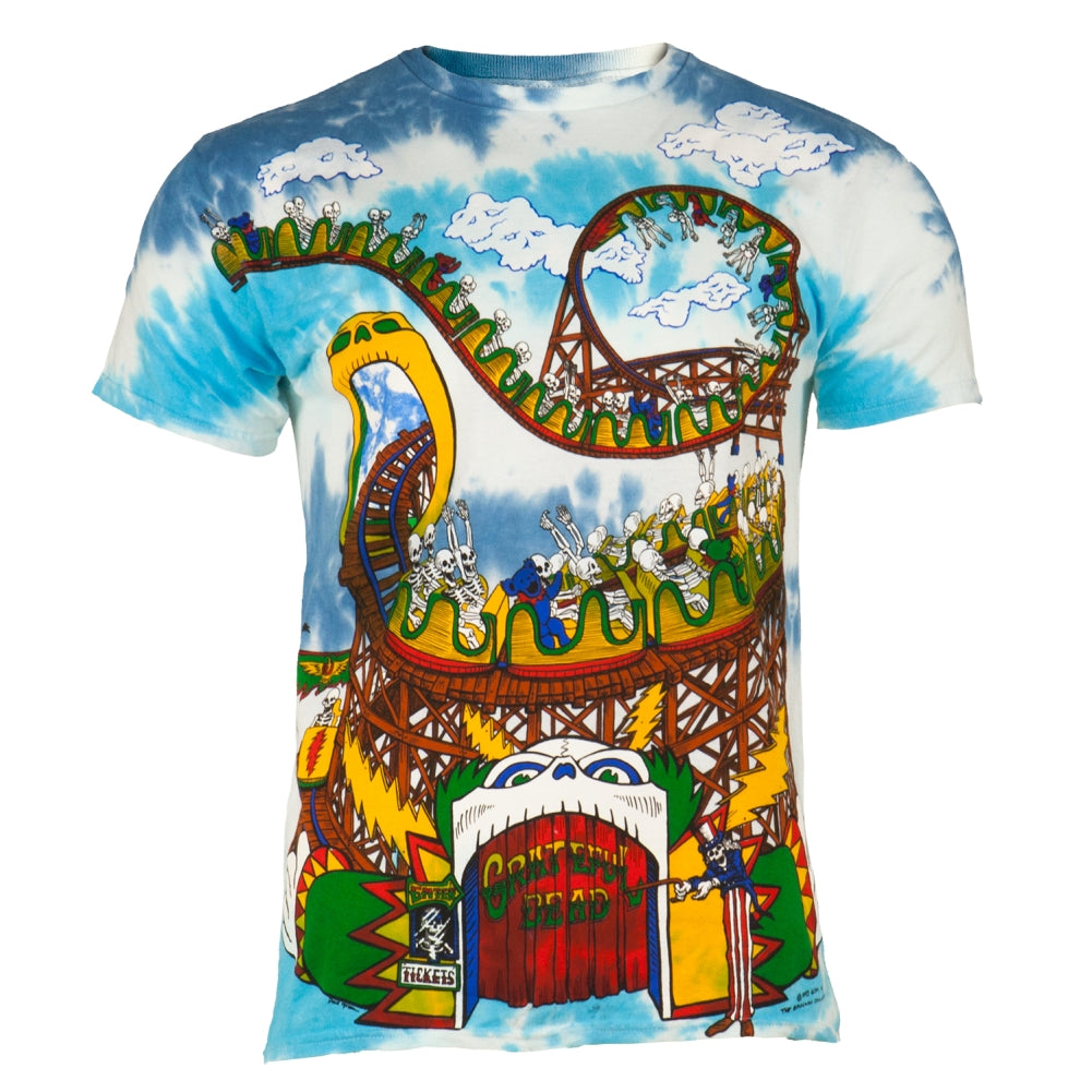 Grateful Dead - Amusement Park Tie Dye Adult T-Shirt Men's T-Shirts Liquid Blue MD Multi 