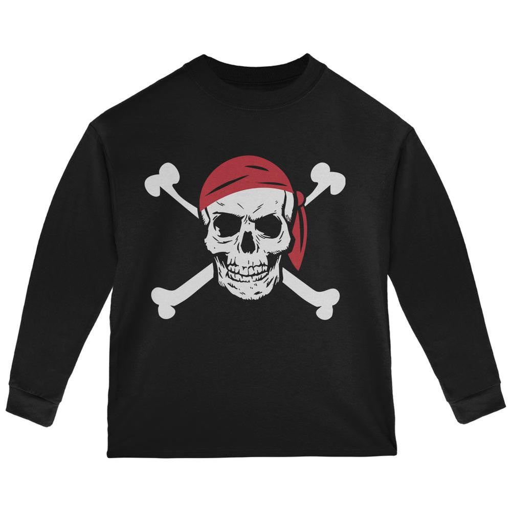 Halloween Jolly Roger Black Toddler Long Sleeve T-Shirt Toddler Long Sleeves Old Glory   