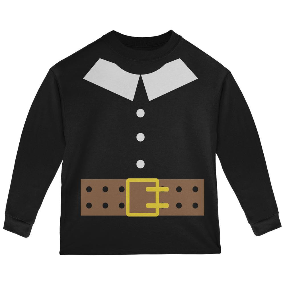 Halloween Pilgrim Costume Black Toddler Long Sleeve T-Shirt Toddler T-Shirts Old Glory 2T Black 