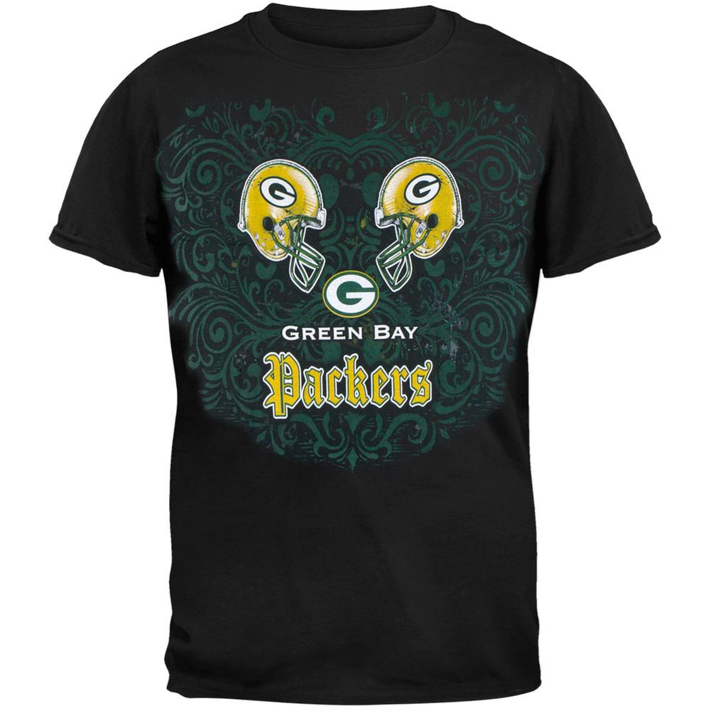 Green Bay Packers - Face Off Adult T-Shirt Men's T-Shirts Green Bay Packers MD Black 