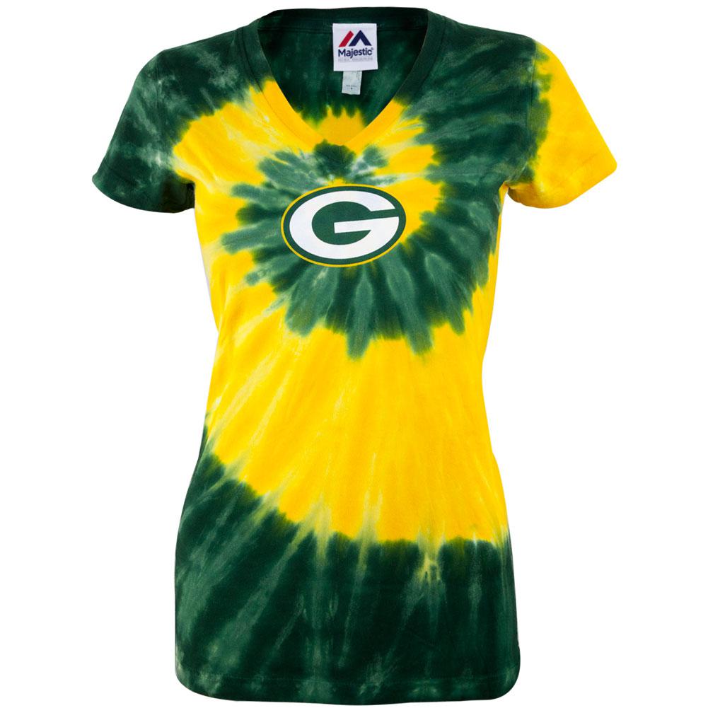 Green Bay Packers - Logo Spiral Juniors V-Neck T-Shirt Juniors V-Neck T-Shirts Green Bay Packers SM Multi