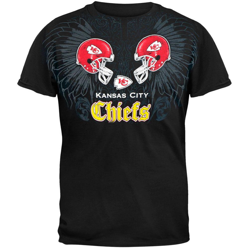 Kansas City Chiefs - Face Off Adult T-Shirt Men's T-Shirts Kansas City Chiefs 2XL Black 