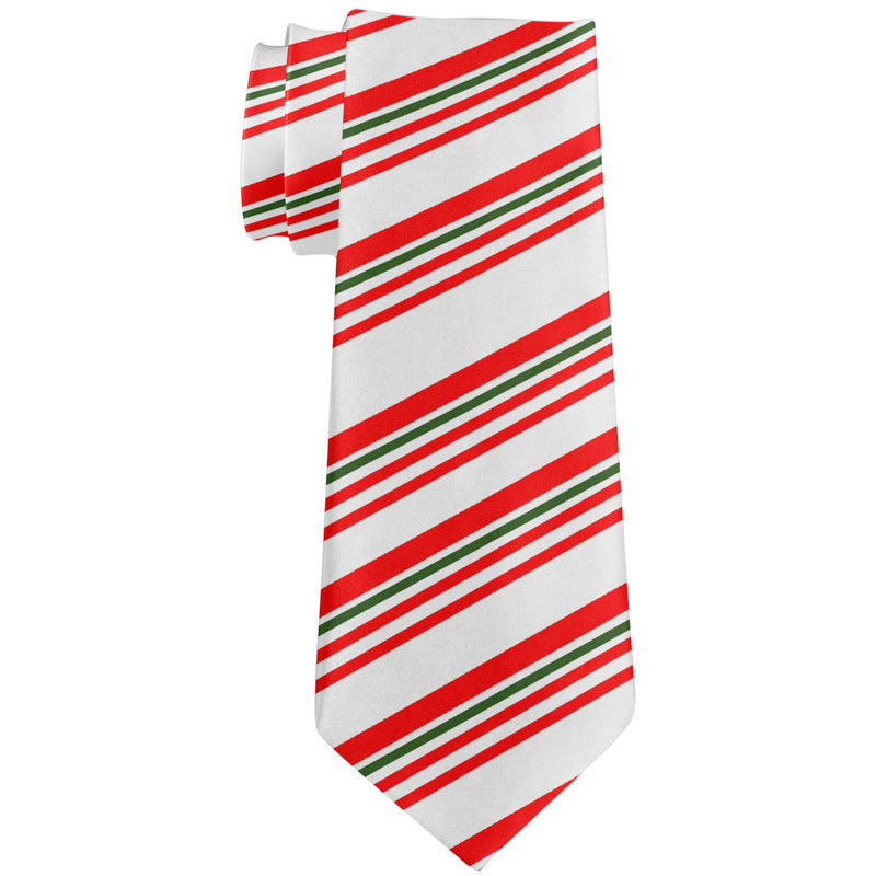 Christmas Candy Cane All Over Neck Tie Men's Neck Ties Old Glory OS White 