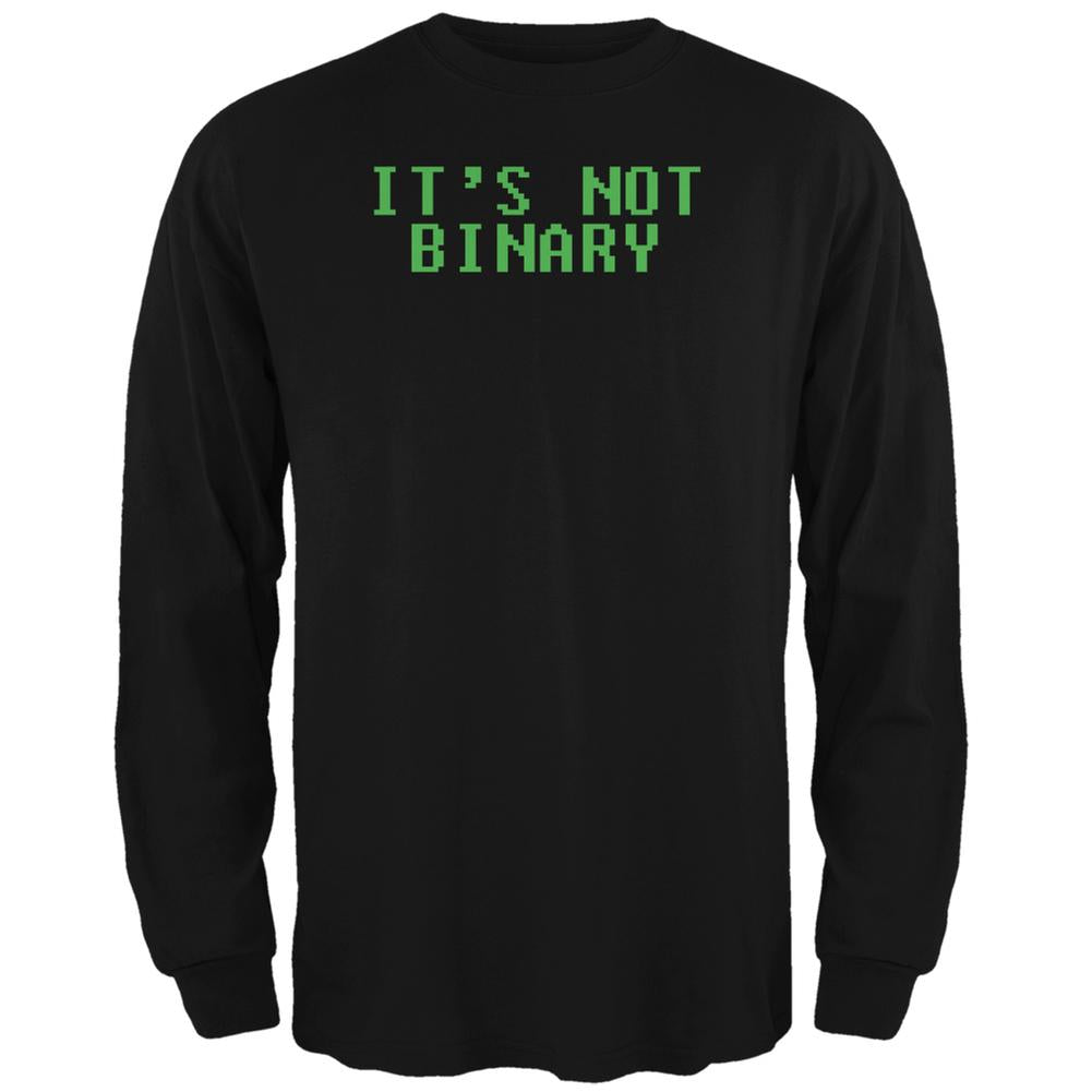 Computer Geek Not Binary Quote Black Adult Long Sleeve T-Shirt Men's Long Sleeves Old Glory 2XL Black 