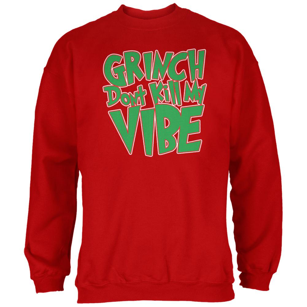 Christmas Grinch Don't Kill My Vibe Red Adult Sweatshirt Men's Sweatshirts Old Glory SM Red 