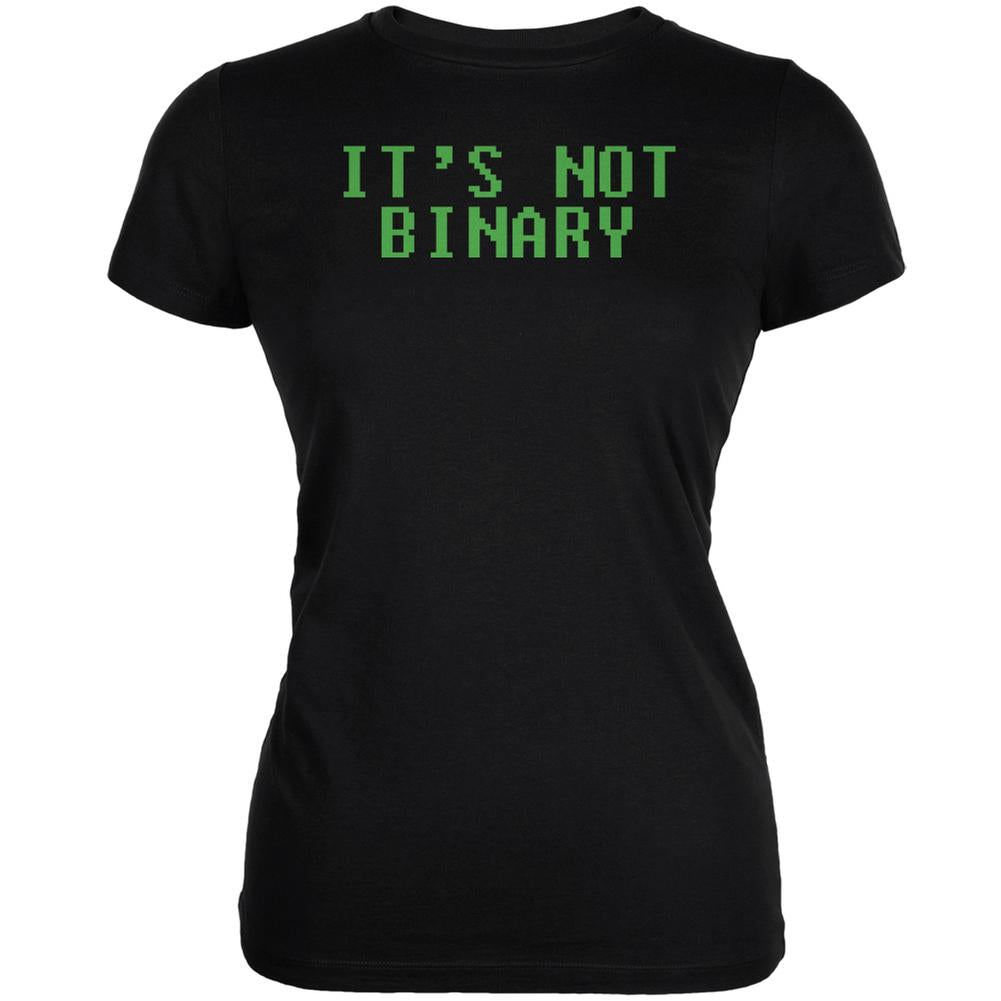 Computer Geek Not Binary Quote Black Juniors Soft T-Shirt Juniors T-Shirts Old Glory 2XL Black 