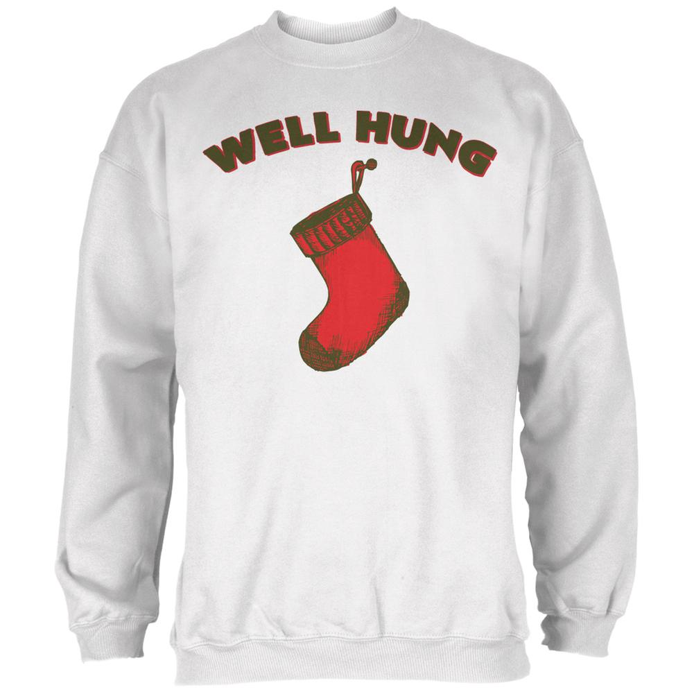 Christmas Well Hung Stocking White Adult Sweatshirt Men's Sweatshirts Old Glory 2XL White 