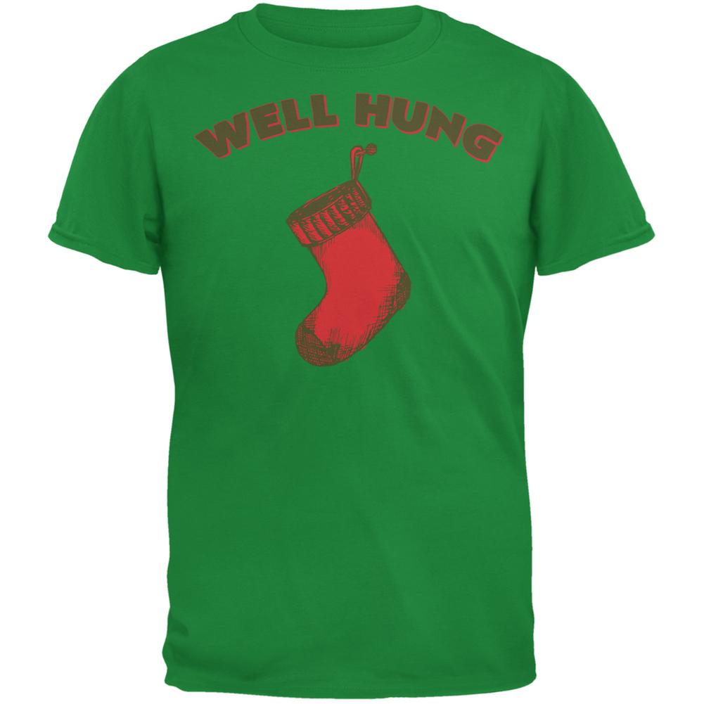 Christmas Well Hung Stocking Irish Green Adult T-Shirt Men's T-Shirts Old Glory 2XL Green 