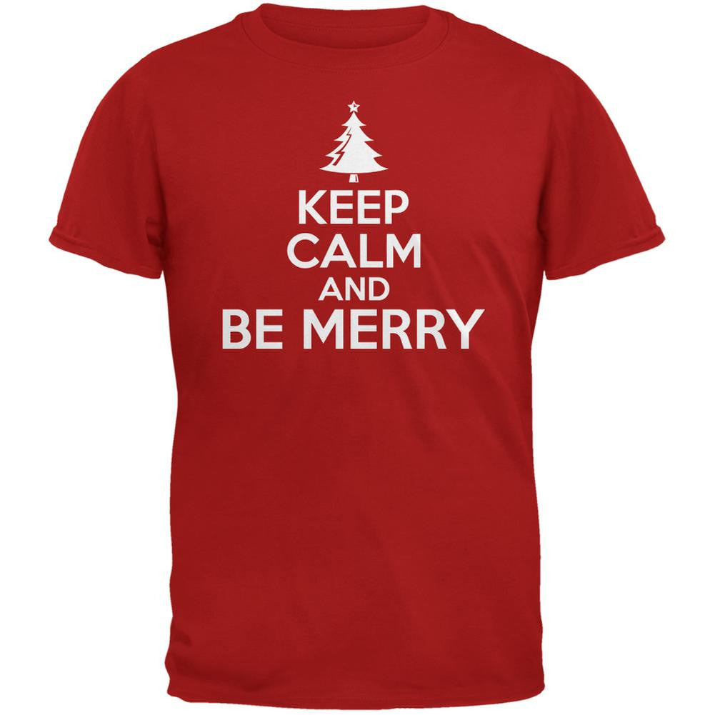 Christmas Keep Calm And Be Merry Red Adult T-Shirt Men's T-Shirts Old Glory 2XL Red 