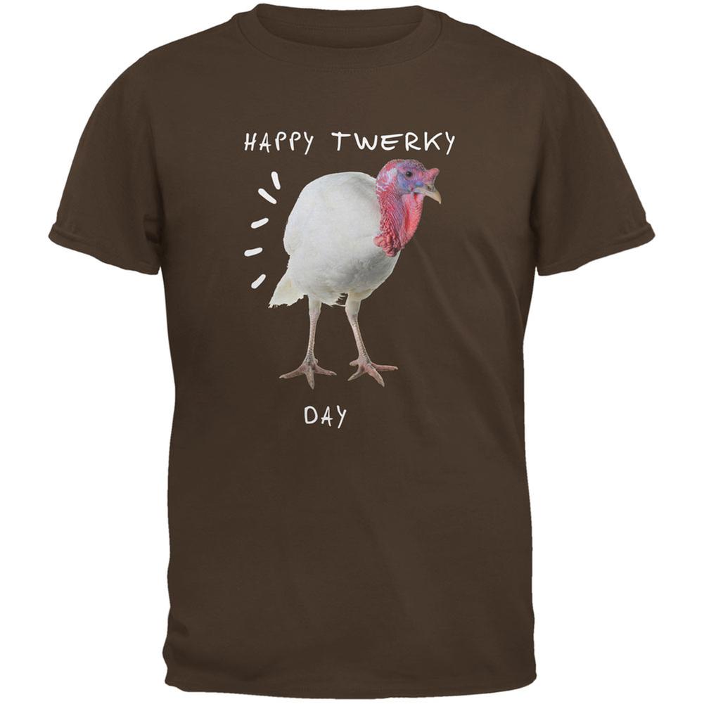 Thanksgiving Twerky Day Brown Adult T-Shirt Men's T-Shirts Old Glory 2XL Brown 