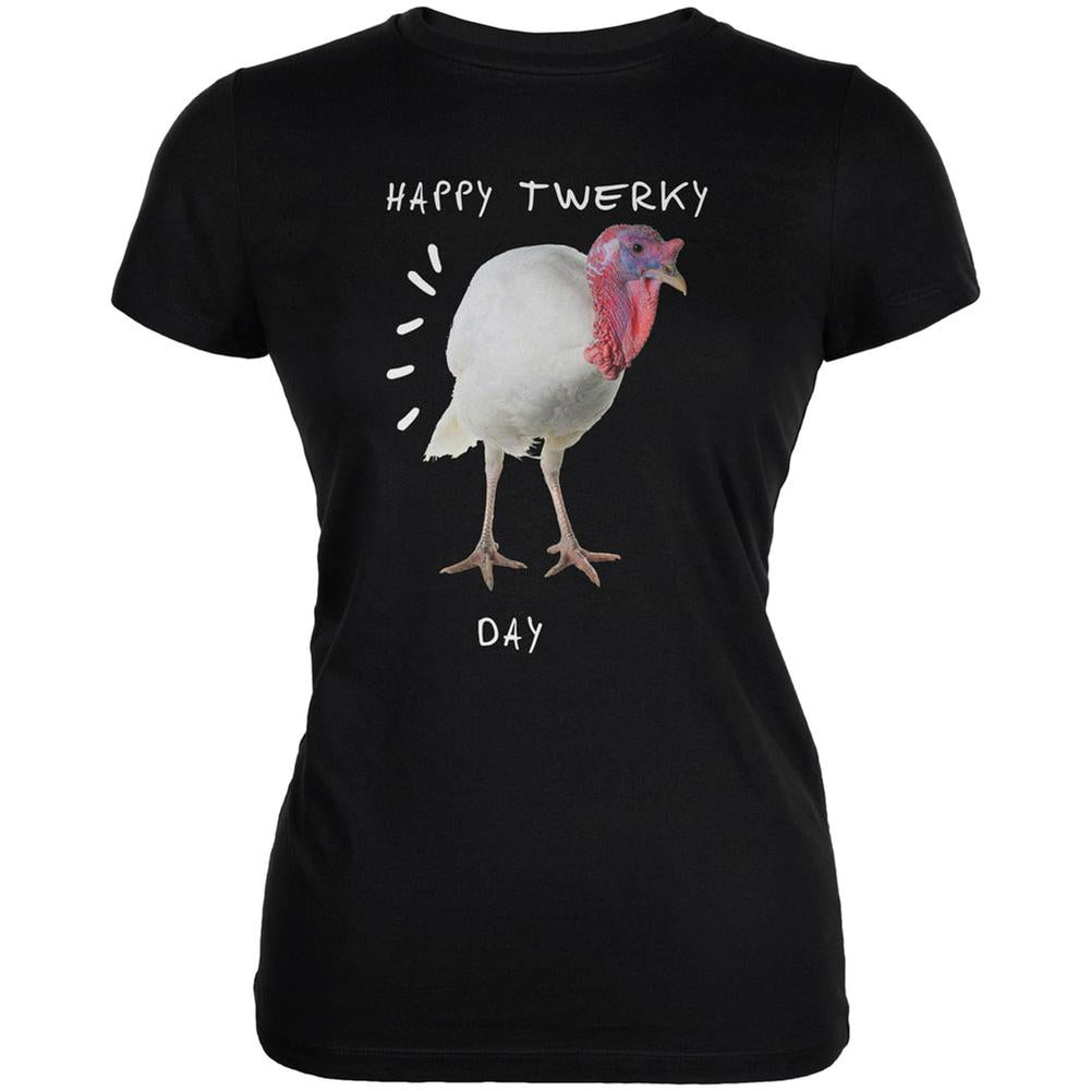 Thanksgiving Twerky Day Black Juniors Soft T-Shirt Women's T-Shirts Old Glory 2XL Black 