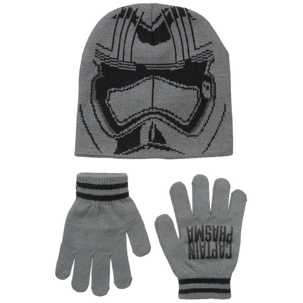 Star Wars - Episode VII Captain Phasma Helmet Youth Beanie and Gloves Set Youth Hats Old Glory OS Grey 