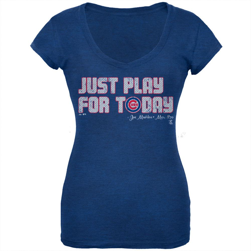 Chicago Cubs - NL Central 2015 Champs Play For Today Soft Juniors T-Shirt Juniors T-Shirts Chicago Cubs LG Blue 