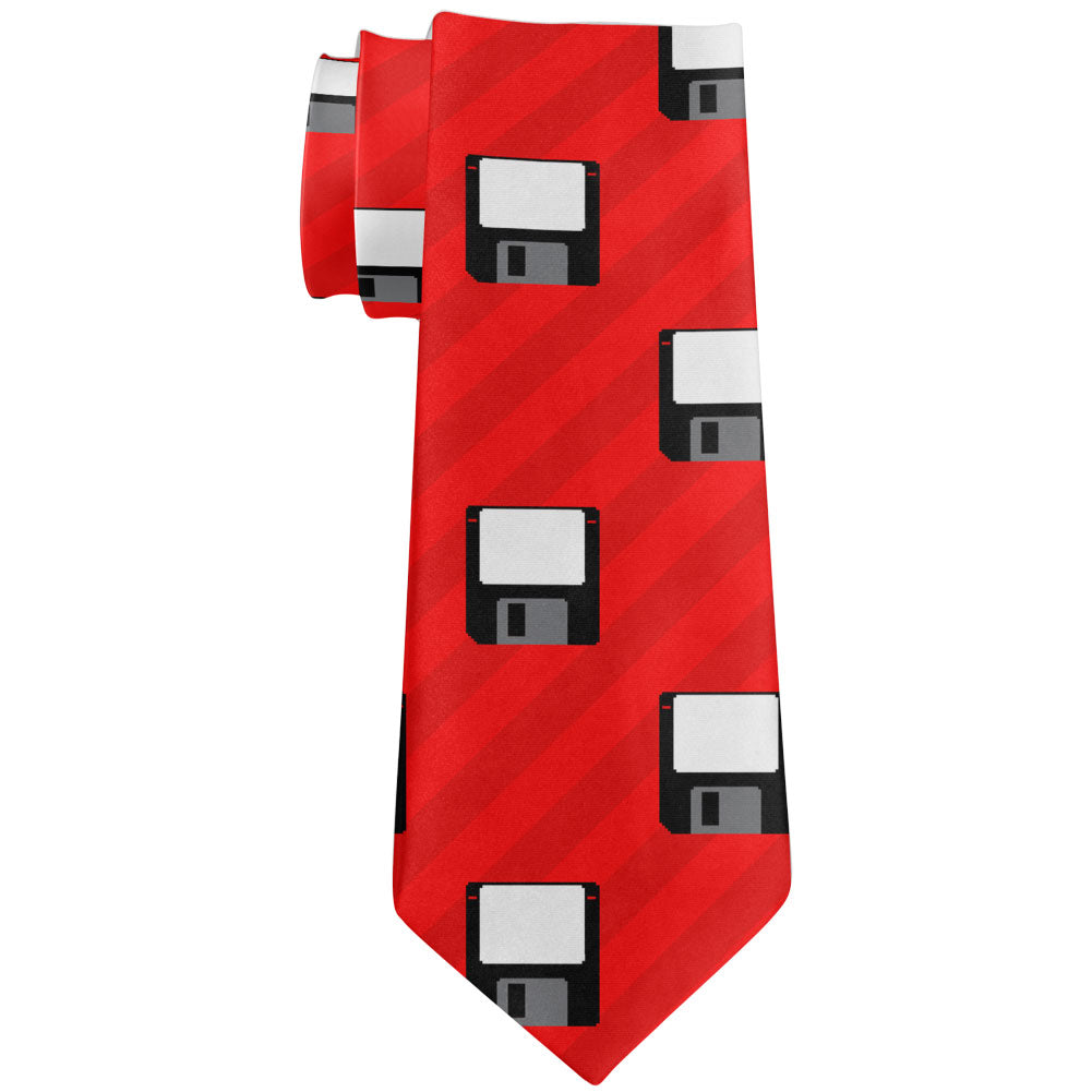 Floppy Disc 8 Bit All Over Neck Tie Men's Neck Ties global OS Multi 