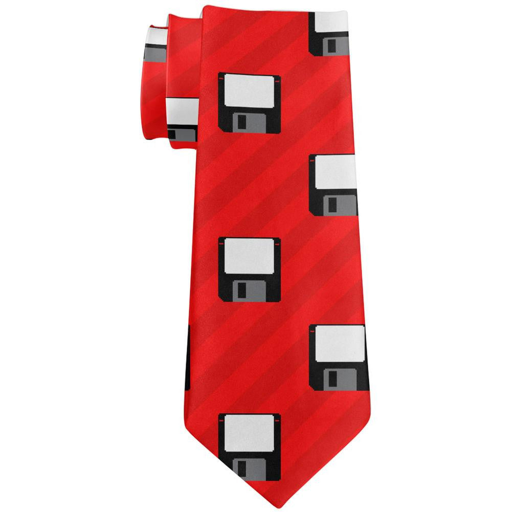 Floppy Disc 8 Bit All Over Neck Tie Men's Neck Ties global   