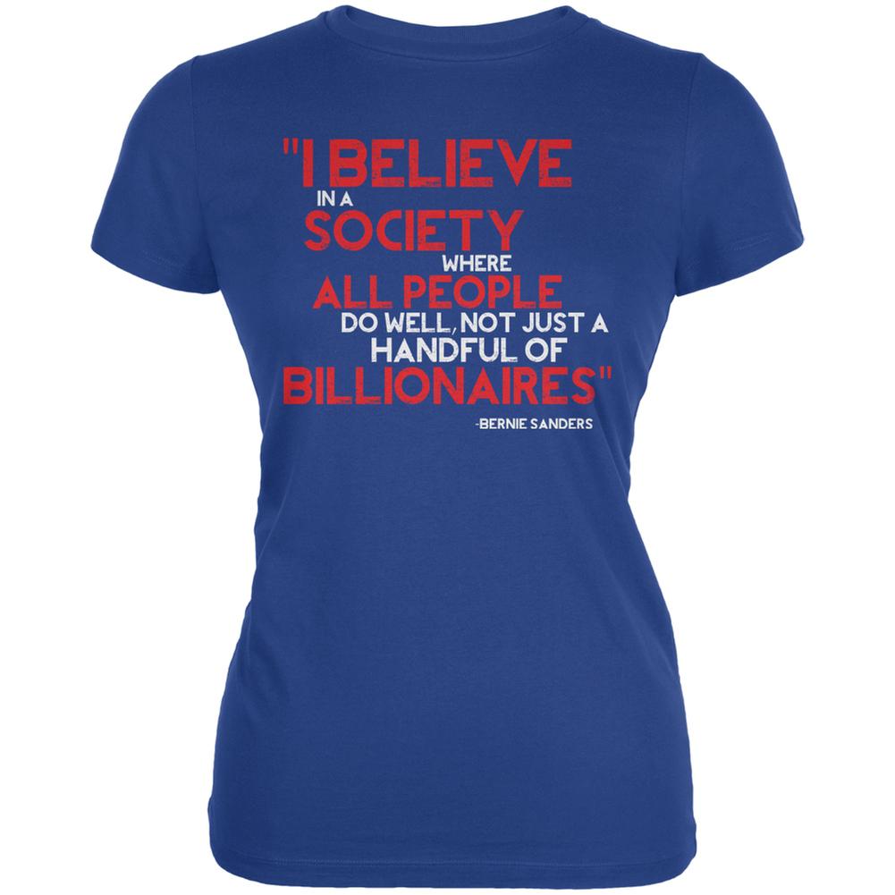 Bernie Sanders Billionaire Quote Royal Juniors Soft T-Shirt Juniors T-Shirts Old Glory 2XL Blue 