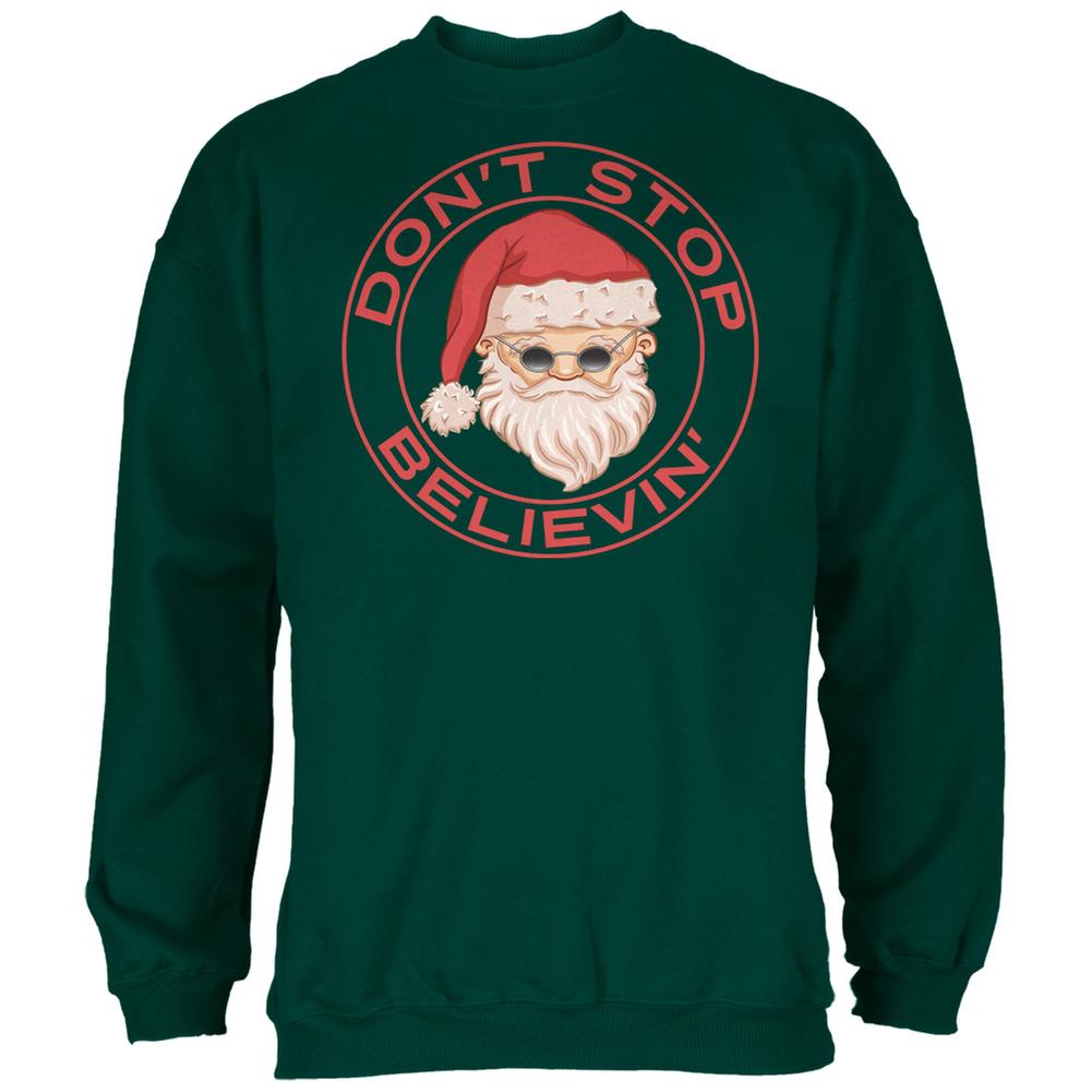 Christmas Don't Stop Believin' Forest Green Adult Sweatshirt Men's Sweatshirts Old Glory 2XL Green 