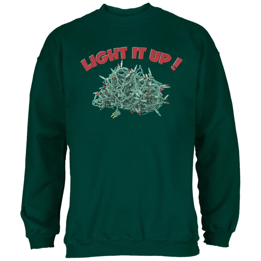 Christmas Light It Up Forest Green Adult Sweatshirt Men's Sweatshirts Old Glory 2XL Green 