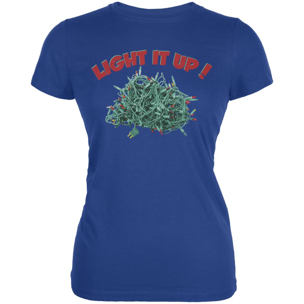 Christmas Light It Up Royal Juniors Soft T-Shirt Juniors T-Shirts Old Glory 2XL Blue 