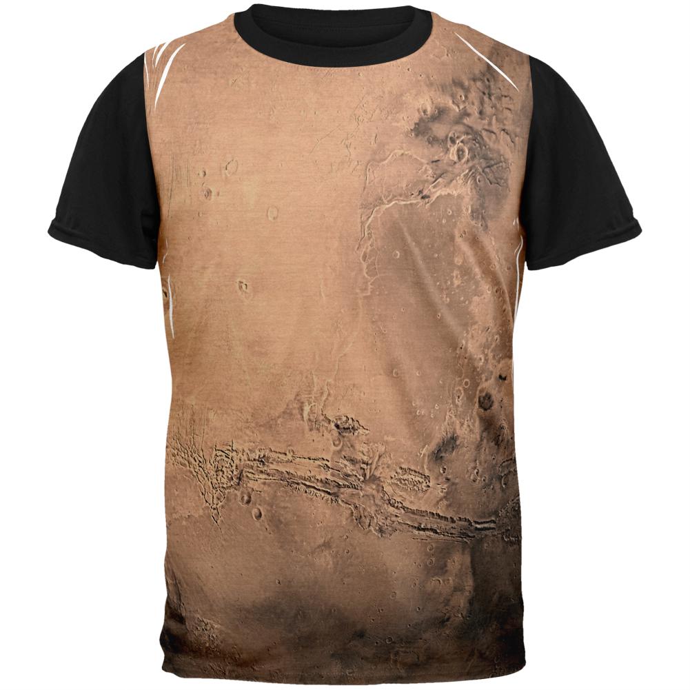 Solar System Planet Mars Adult Black Back T-Shirt Men's T-Shirts Old Glory LG White 