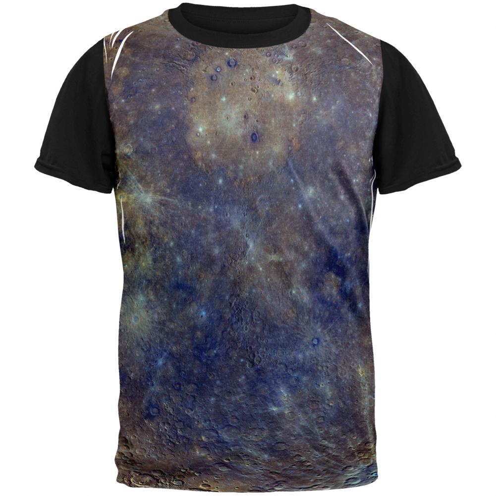 Solar System Planet Mercury Adult Black Back T-Shirt Men's T-Shirts Old Glory LG White 