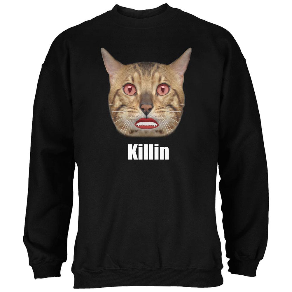 Halloween Killin Cat Black Adult Sweatshirt Men's Sweatshirts Old Glory 2XL Black 