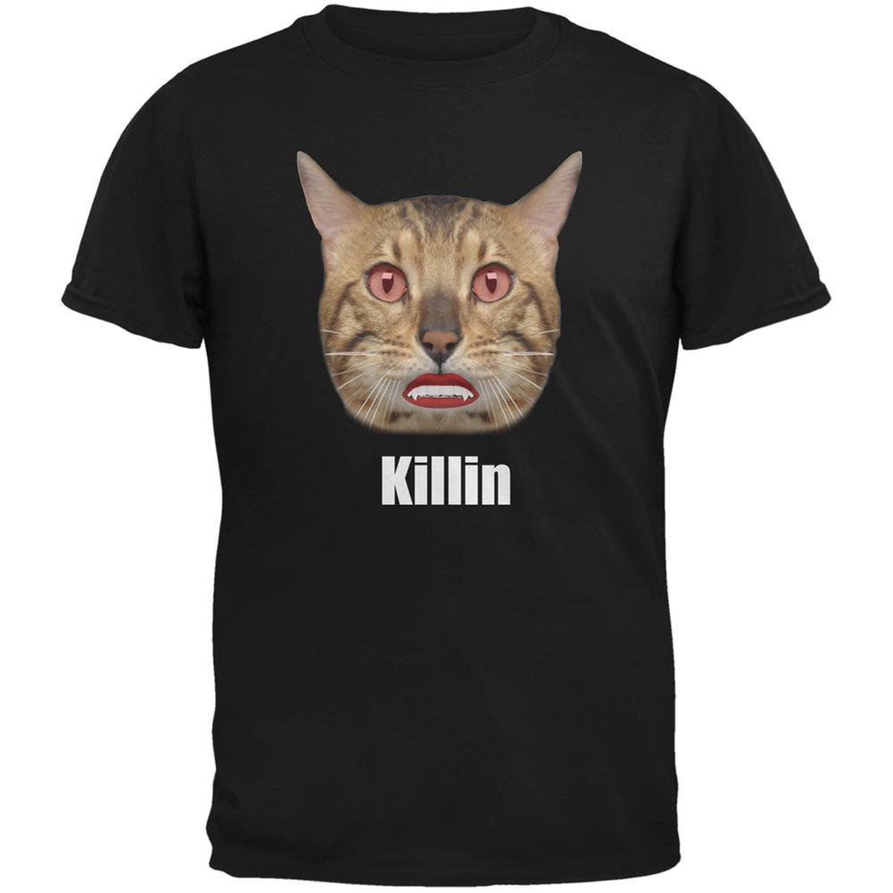 Halloween Killin Cat Black Adult T-Shirt Men's T-Shirts Old Glory 2XL Black 