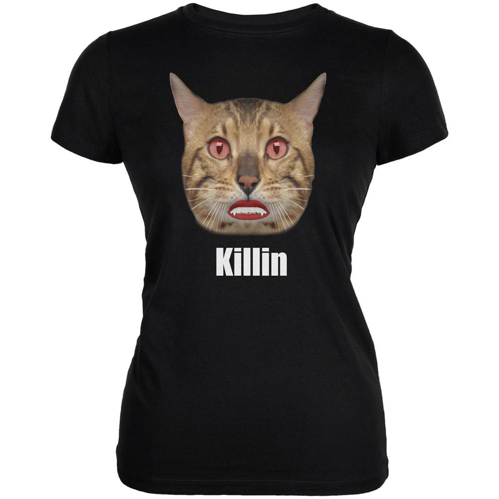 Halloween Killin Cat Black Juniors Soft T-Shirt Juniors T-Shirts Old Glory 2XL Black 