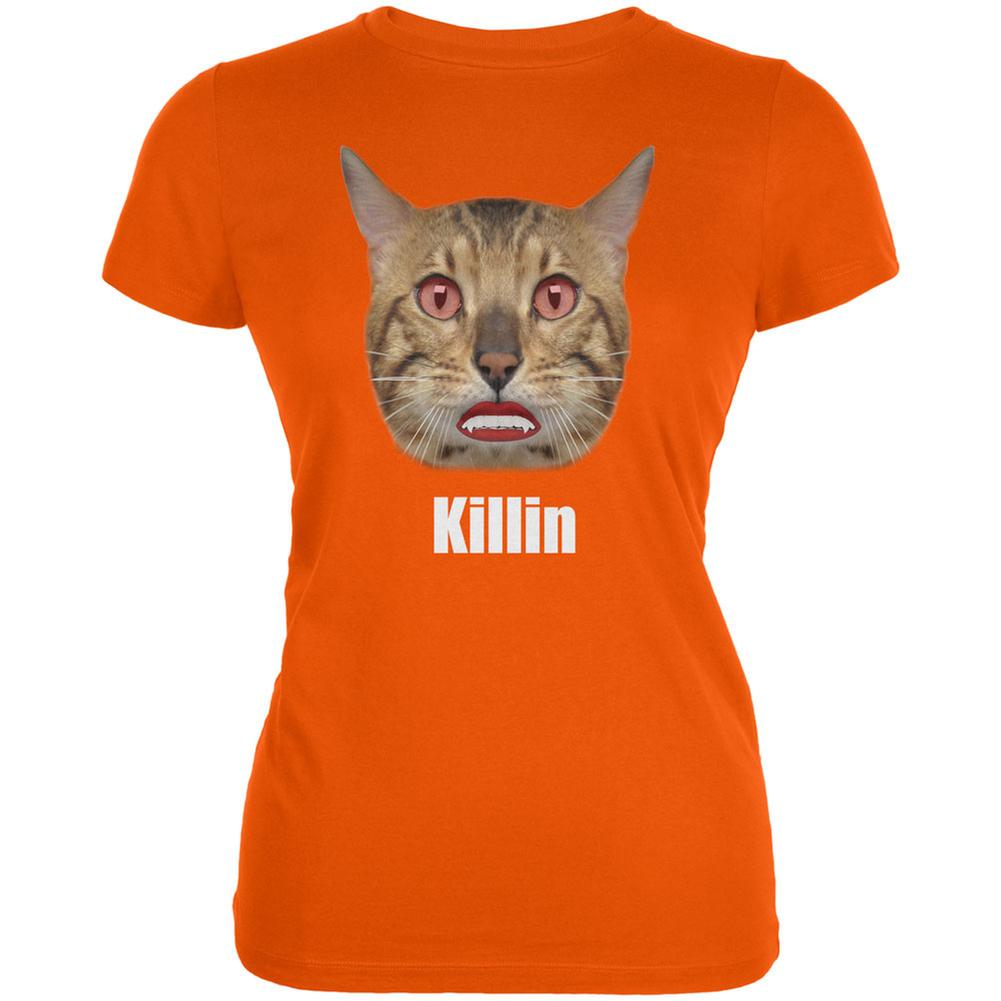 Halloween Killin Cat Orange Juniors Soft T-Shirt Juniors T-Shirts Old Glory 2XL Orange 