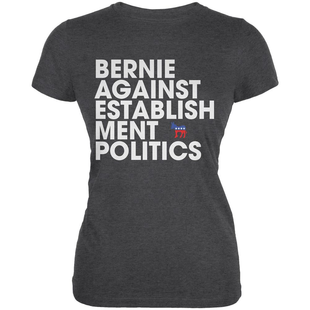 Election 2020 - Bernie Against Politics Heather Juniors Soft T-Shirt Juniors T-Shirts Old Glory 2XL Grey 