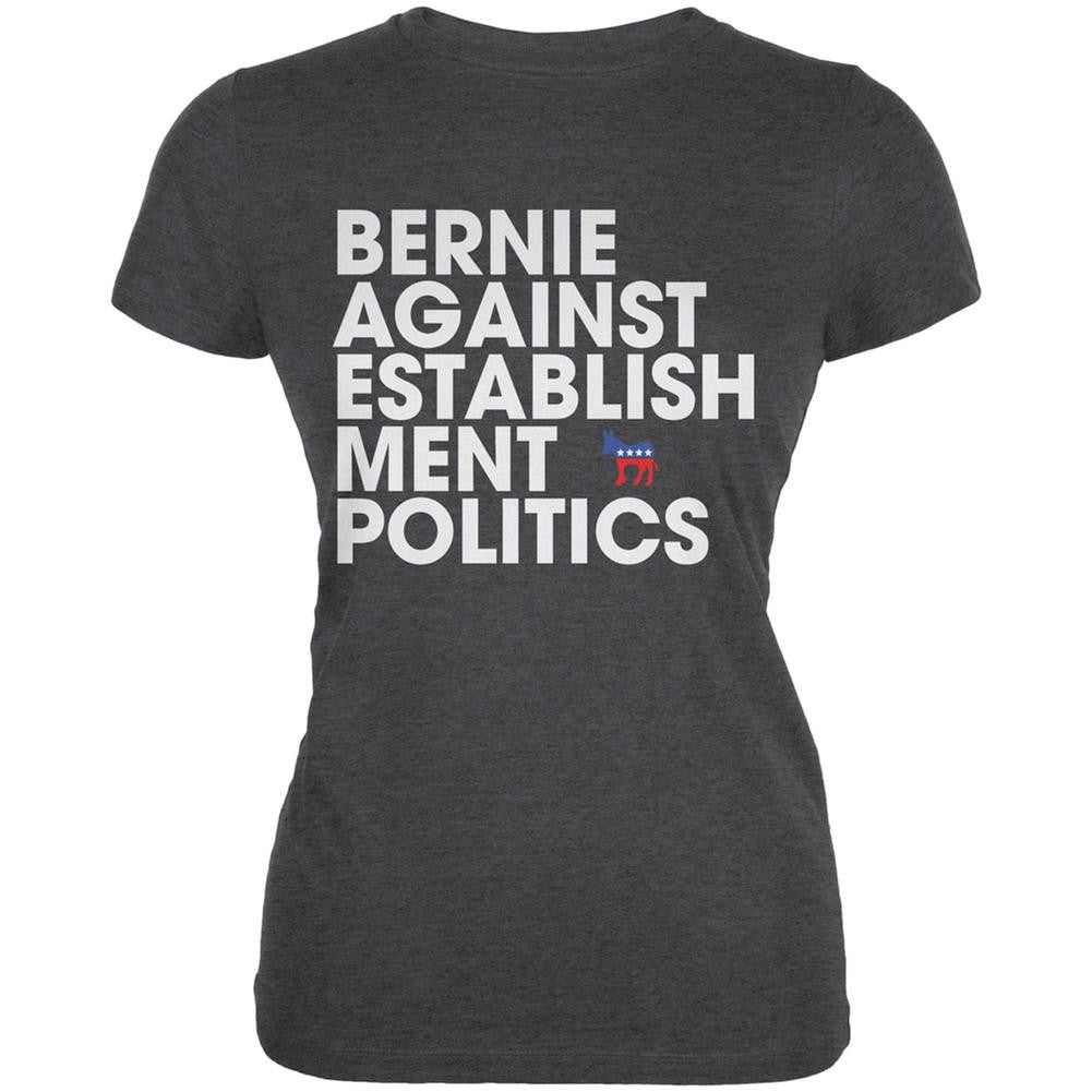 Election 2016 - Bernie Against Politics Heather Juniors Soft T-Shirt Juniors T-Shirts Old Glory 2XL Grey 