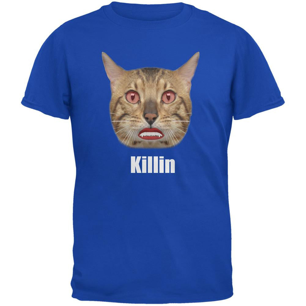 Halloween Killin Cat Royal Adult T-Shirt Men's T-Shirts Old Glory 2XL Blue 