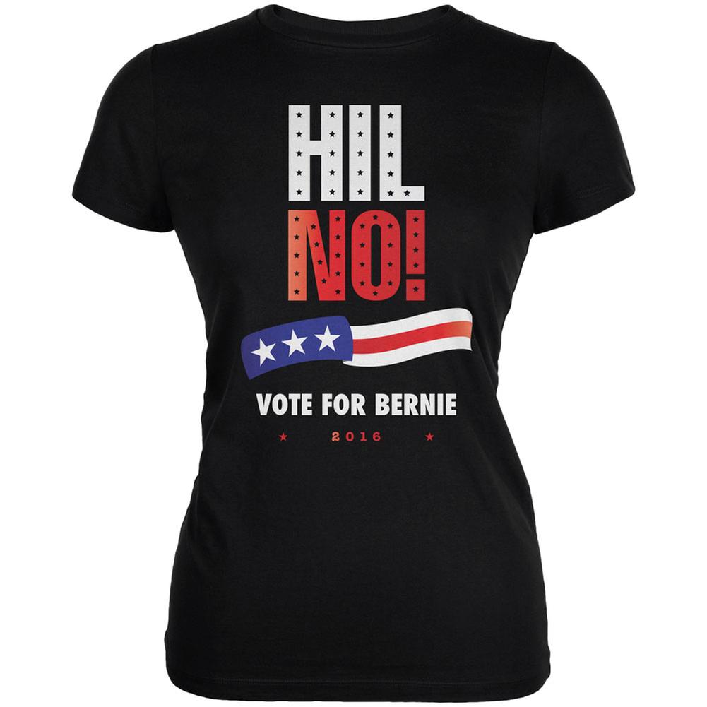 Election 2016 Hil No Vote Bernie Black Juniors Soft T-Shirt Juniors T-Shirts Old Glory 2XL Black 