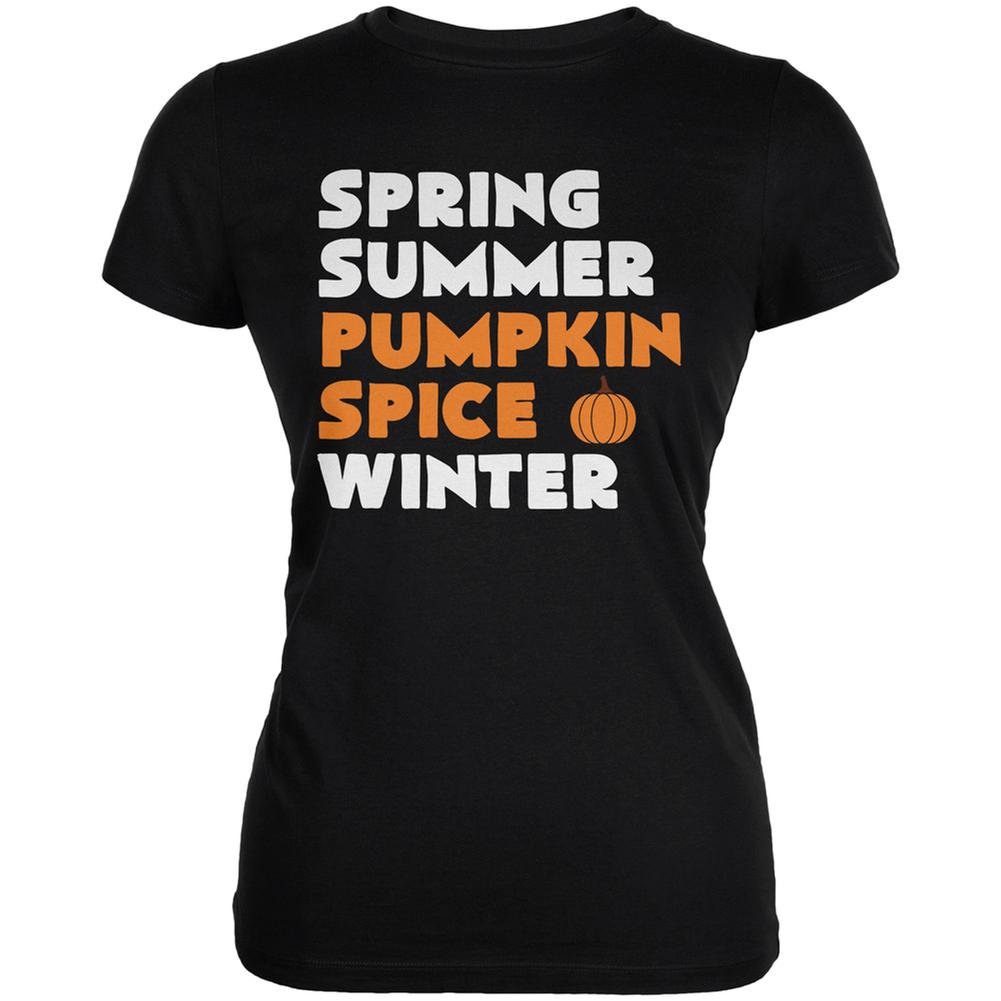 Spring Summer Pumpkin Spice Black Juniors Soft T-Shirt Juniors T-Shirts Old Glory 2XL Black 