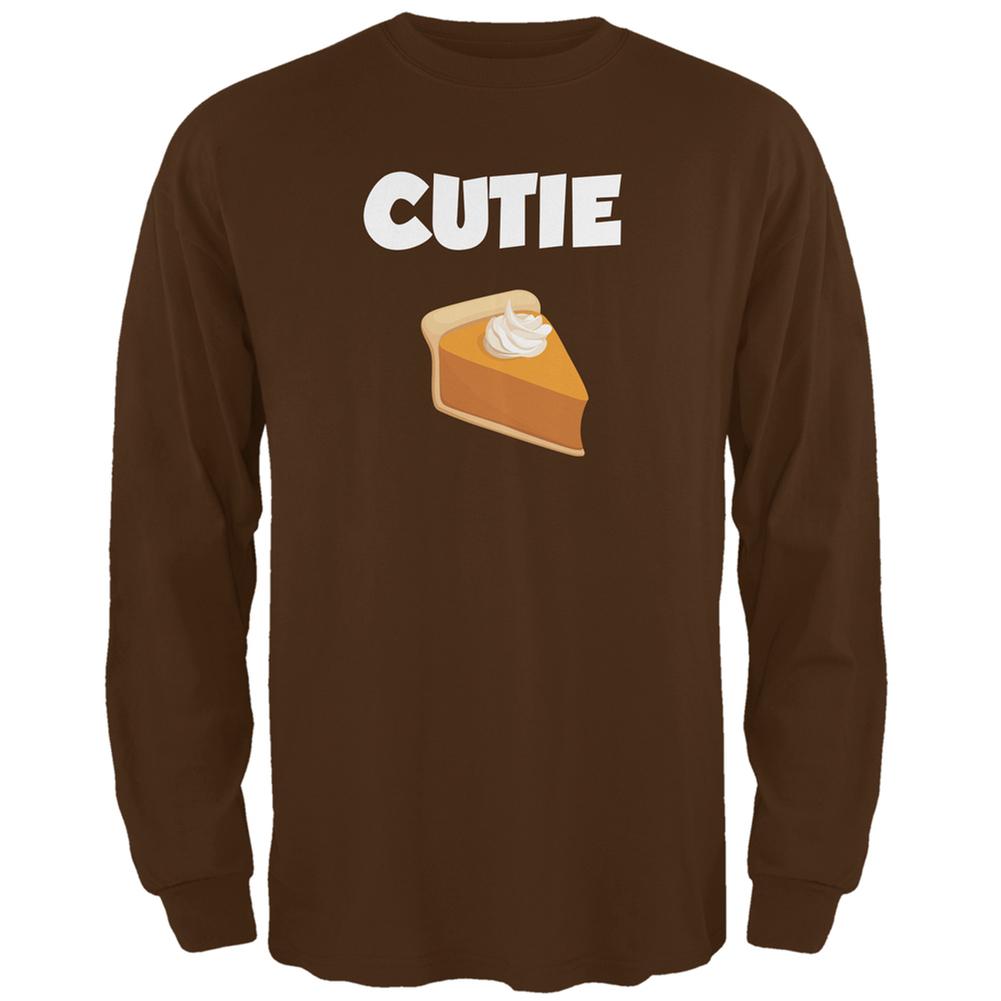 Thanksgiving Cutie Pie Brown Adult Long Sleeve T-Shirt Men's Long Sleeves Old Glory 2XL Brown 