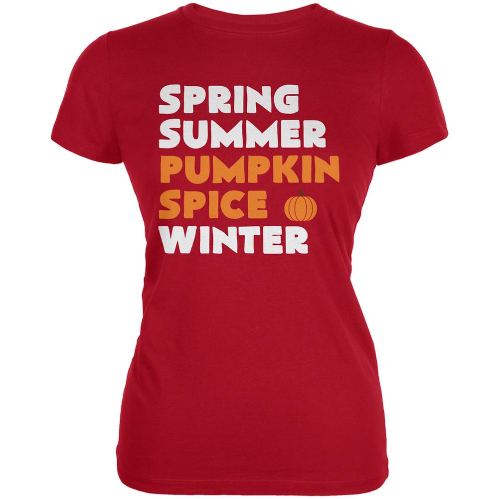 Spring Summer Pumpkin Spice Red Juniors Soft T-Shirt Juniors T-Shirts Old Glory 2XL Red 