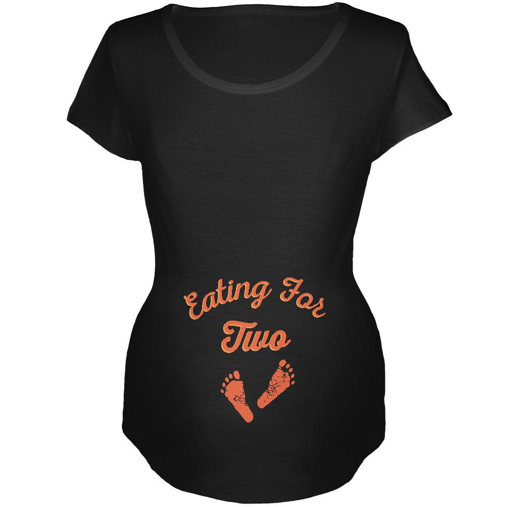 Thanksgiving Eating For Two Black Maternity Soft T-Shirt Maternity T-Shirts Old Glory 2XL Black 