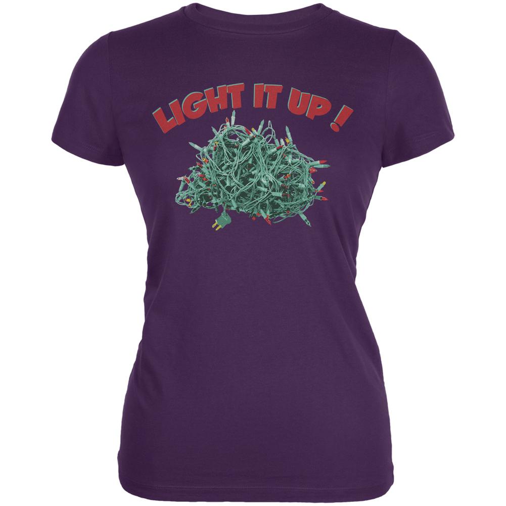 Christmas Light It Up Purple Juniors Soft T-Shirt Juniors T-Shirts Old Glory 2XL Purple 