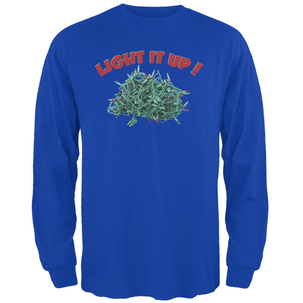 Christmas Light It Up Royal Adult Long Sleeve T-Shirt Men's Long Sleeves Old Glory 2XL Blue 