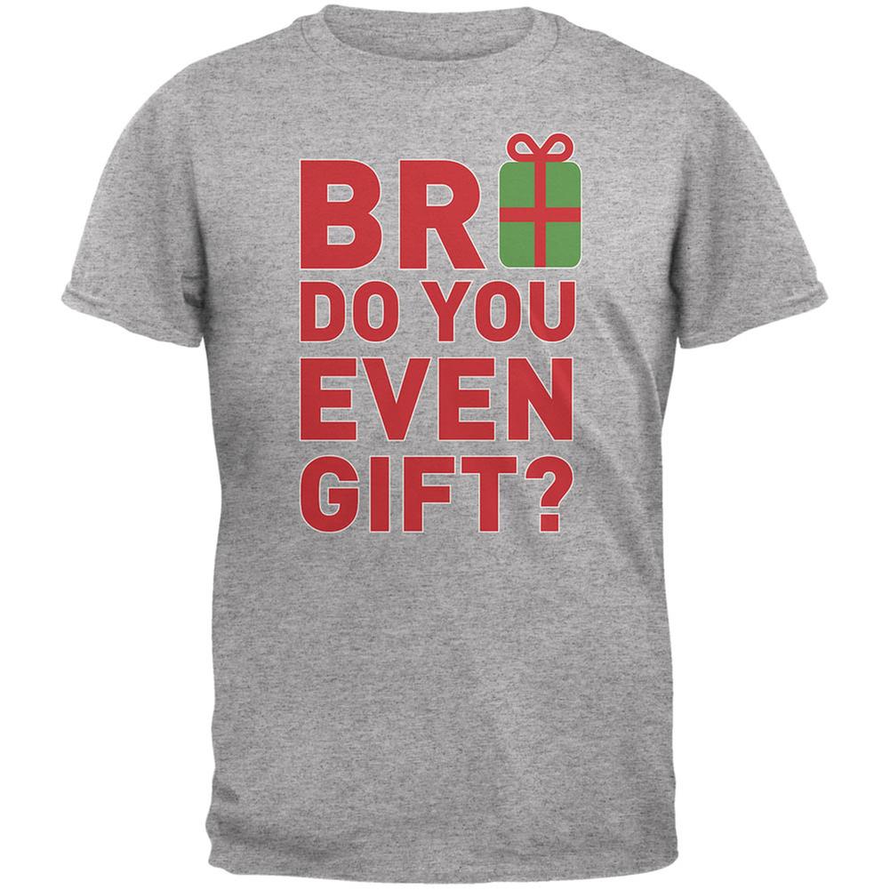 Christmas Bro Do You Even Gift Heather Grey Adult T-Shirt Men's T-Shirts Old Glory 2XL Grey 