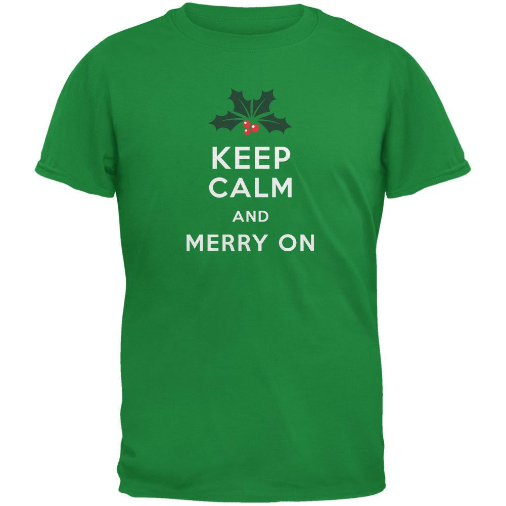 Christmas Keep Calm & Merry On Irish Green Youth T-Shirt Youth T-Shirts Old Glory LG Green 