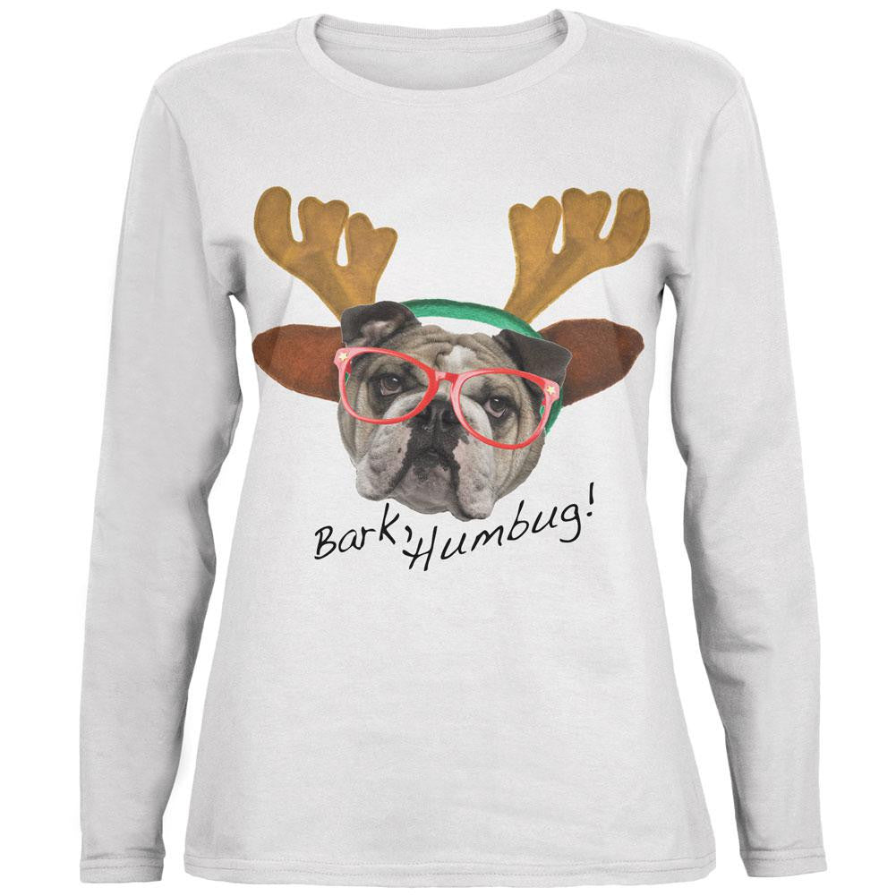 Christmas Bark Humbug White Womens Long Sleeve T-Shirt Women's Long Sleeves Old Glory 2XL White 