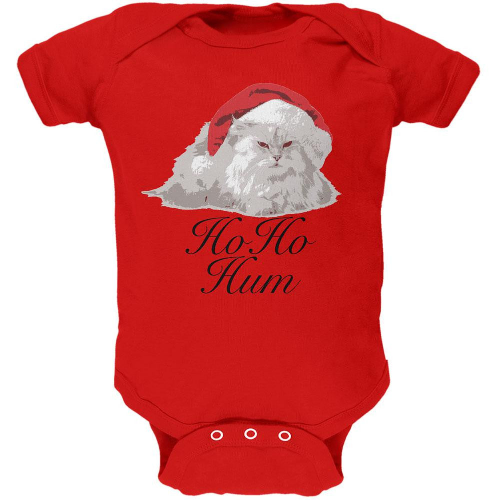 Christmas Ho Ho Hum Cat Red Soft Baby One Piece Baby One Piece Old Glory 0-3M Red 