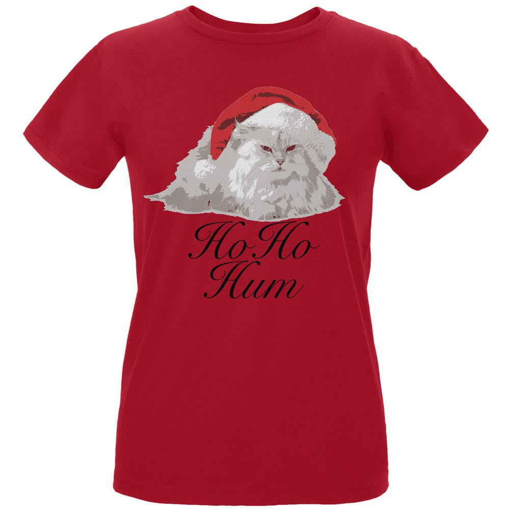 Christmas Ho Ho Hum Cat Red Womens Organic T-Shirt Women's T-Shirts Old Glory LG Red 