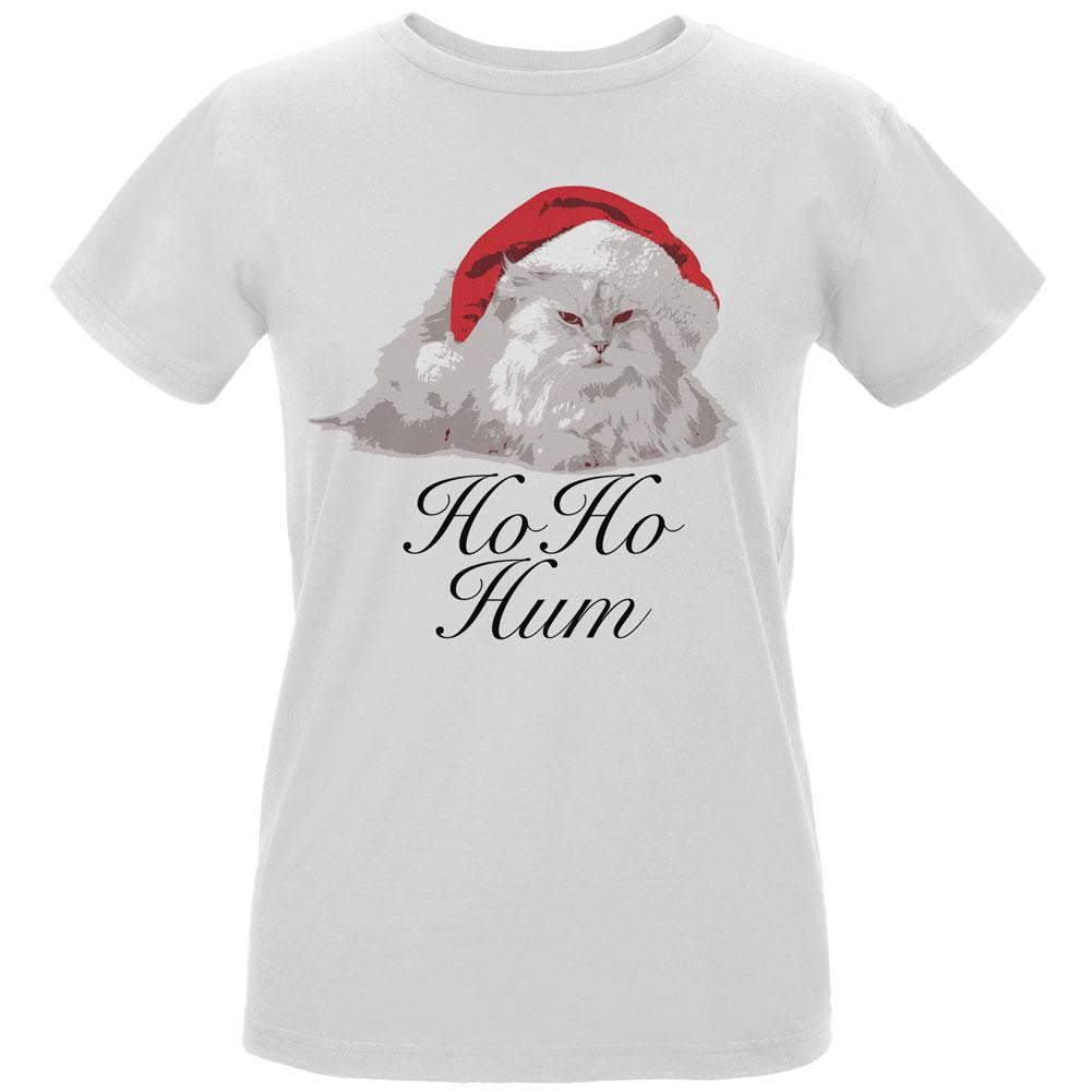 Christmas Ho Ho Hum Cat White Womens Organic T-Shirt Women's T-Shirts Old Glory LG White 