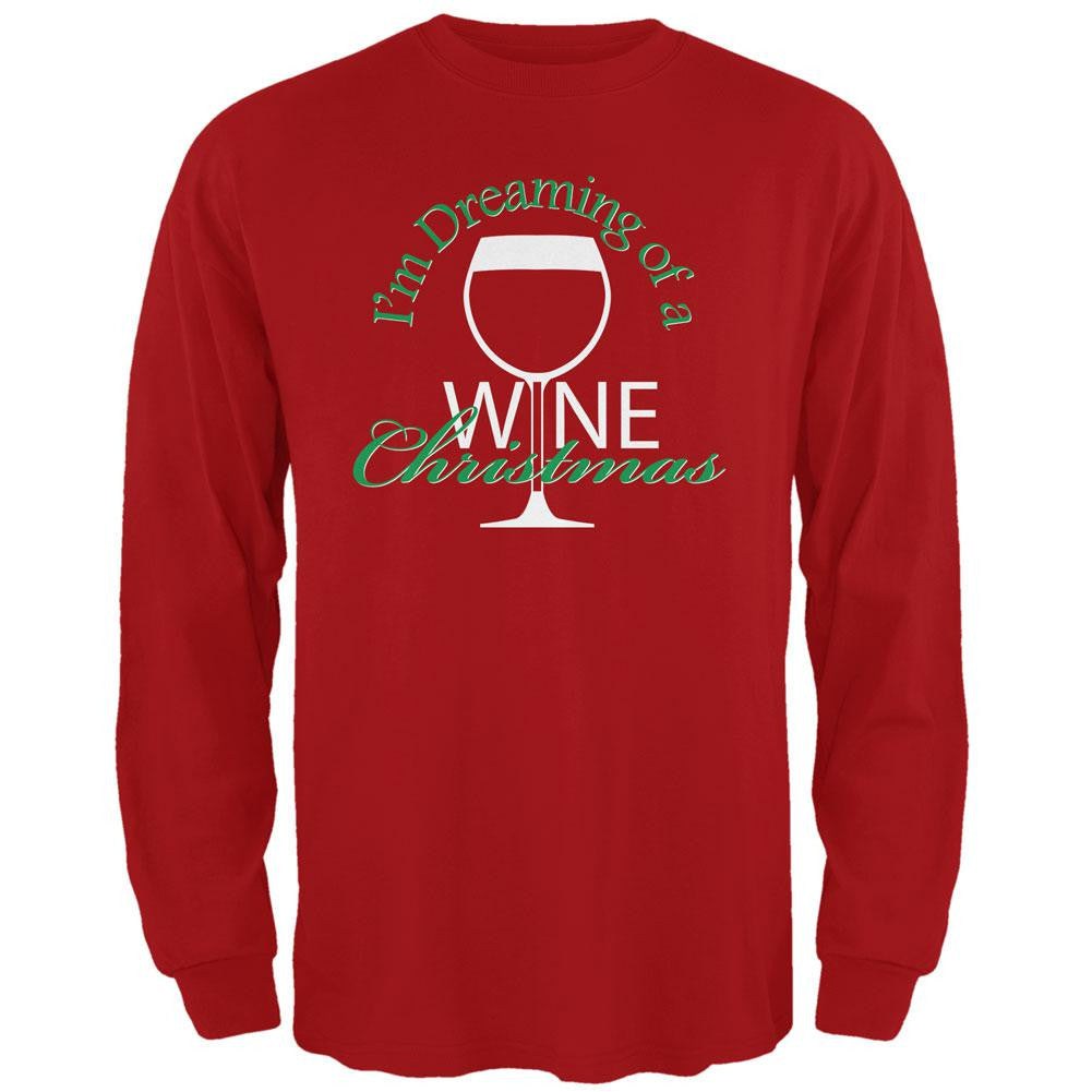 Wine Christmas Red Adult Long Sleeve T-Shirt Men's Long Sleeves Old Glory 2XL Red 