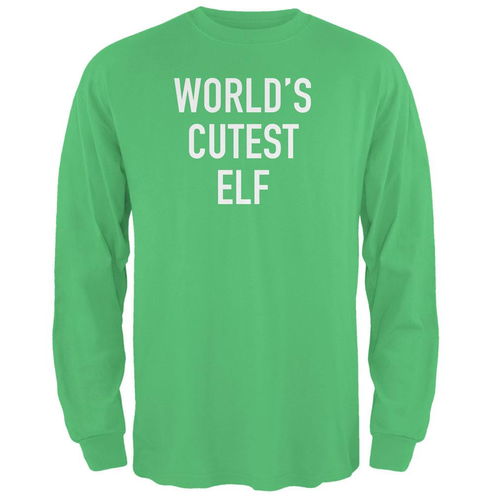 Christmas Worlds Cutest Elf Irish Green Adult Long Sleeve T-Shirt Men's Long Sleeves Old Glory 2XL Green 