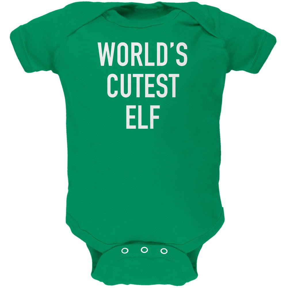 Christmas Worlds Cutest Elf Kelly Green Soft Baby One Piece Baby One Piece Old Glory 0-3M Green 