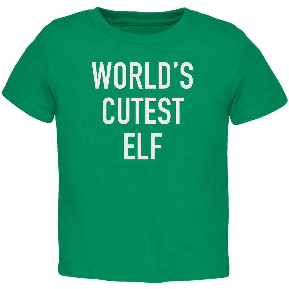 Christmas Worlds Cutest Elf Kelly Green Toddler T-Shirt Toddler T-Shirts Old Glory 2T Green 