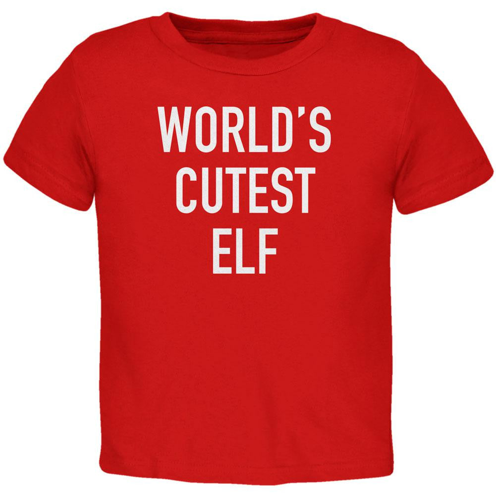 Christmas Worlds Cutest Elf Red Toddler T-Shirt Toddler T-Shirts Old Glory 2T Red 